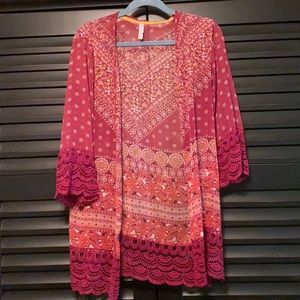 Xhilaration Fuchsia Crocheted Kimono